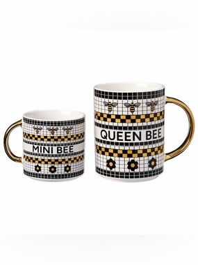 Queen Bee and Mini Bee Ceramic Mug Set